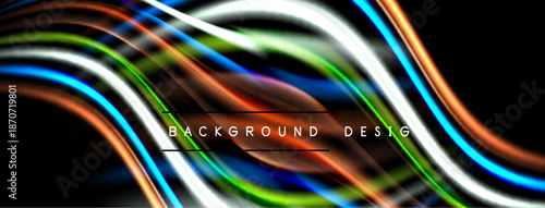 Abstract vibrant lines create dynamic flow. Bright colors blend, forming modern background design. Smooth curves suggest movement, energy.