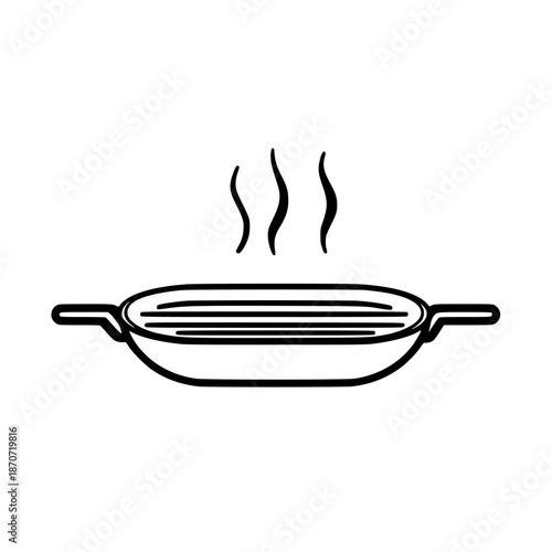 Culinary Delight: Simple Yet Elegant Line Art Pan Grill Drip Tray | Clean, isolated vector art for creative projects.