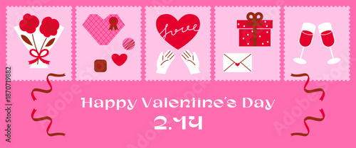 バレンタインのバナー　ベクター・イラスト・カード・背景
