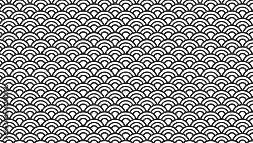 Red Chinese Wave Seamless Pattern Vector Art. Japanese Seamless Pattern Background