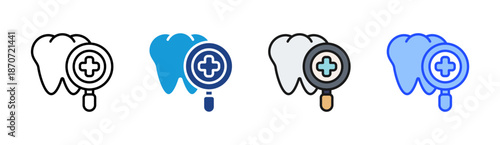 Dental Care icon set multiple style collection