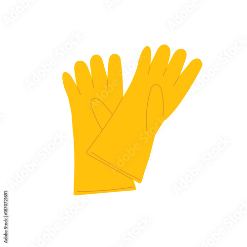 Yellow gloves. Household gloves for working in garden or for working with hazardous chemical liquids and detergents.