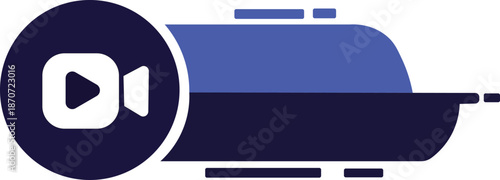video camera icon with battery bar power indicator in flat design style for streaming and recording applications
