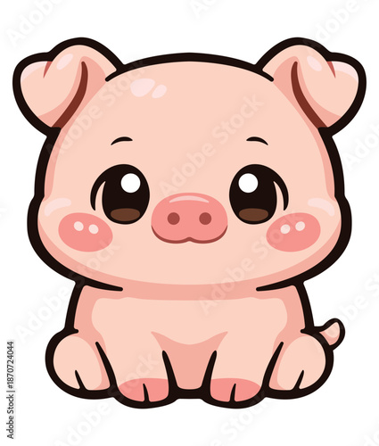 Cute Piglet: A charming cartoon piglet, with its adorable pink skin, expressive eyes, and inviting demeanor, poised to bring a smile to your face. 