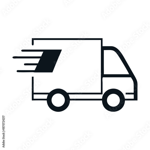 Fast delivery truck icon, representing quick shipping, express service, logistics, and efficient transportation, isolated on