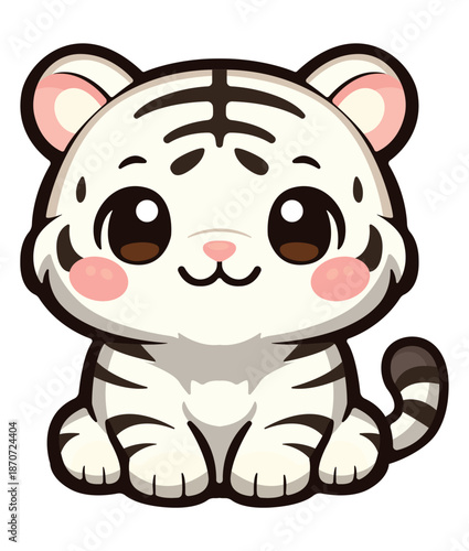 Cute Little Tiger Illustration: This charming illustration presents a lovable tiger cub, capturing its innocent gaze with endearing simplicity.