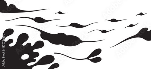 Black Silhouette Abstract Art on White Background Illustration Design