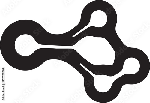 Black abstract shape with interconnected loops and curves