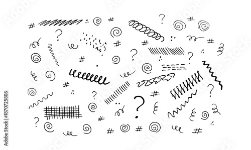 Charcoal scribble stripes. Chalk crayon or marker doodle rouge  scratches. Vector illustration of lines, waves, squiggles in marker sketch style.