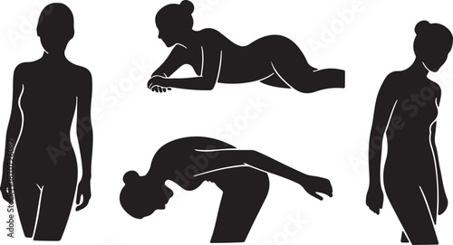 Yoga poses for flexibility and strength in silhouette