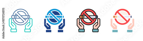 No Smoking icon set multiple style collection
