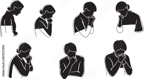 Silhouettes of people in various emotional poses and expressions