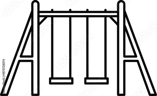 Playground Swing Set Line Icon Illustration