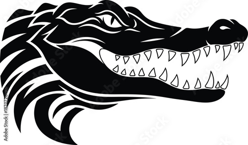 Crocodile Head Wild Predator Illustration