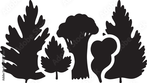 Vegetable Silhouettes Against White Background Illustration