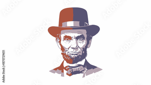 Artistic portrait of Abraham Lincoln in stylized colors and shapes.