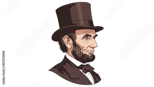 Illustration of a historical man wearing a top hat and formal attire.