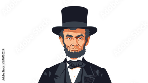 Portrait of a man dressed in a vintage formal suit with a top hat and bow tie.