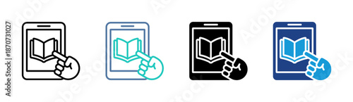 Interactive Learning icon set multiple style collection