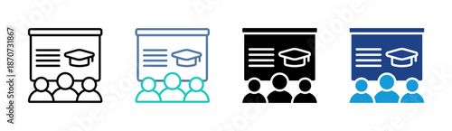 Online Lecture icon set multiple style collection
