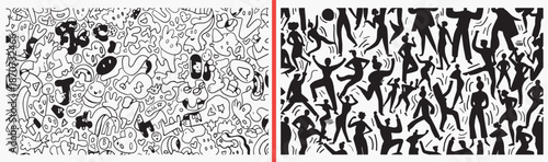 abstract texture illustration, hand drawn chaotic pattern, black and white abstract art, expressive modern design, creative surface texture, experimental abstract elements, abstract texture set

