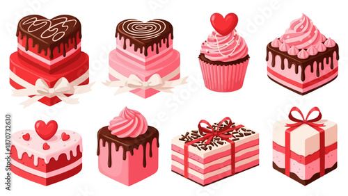 Assorted cakes and gifts illustration featuring d05.eps elements in a celebratory setting
