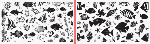 fish marine illustration, sea animal drawing, ocean fish artwork, aquatic marine design, hand drawn sea clipart, underwater fish illustration, stock marine artwork

