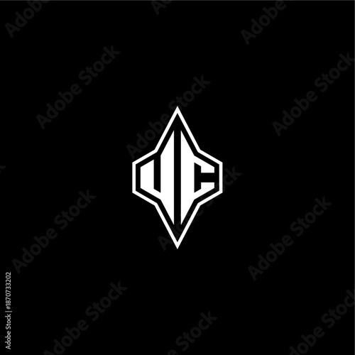 initial logo esport concept UC modern monogram gaming letter techno racing style design