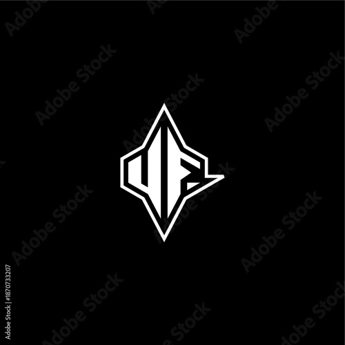 initial logo esport concept UF modern monogram gaming letter techno racing style design
