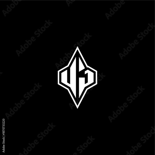 initial logo esport concept UJ modern monogram gaming letter techno racing style design