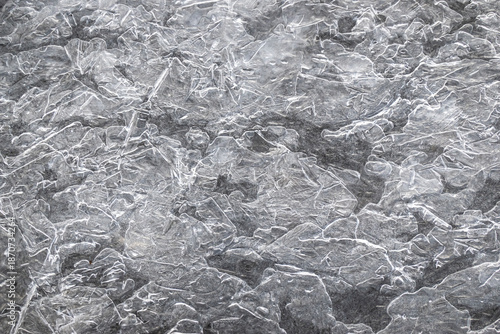 Frozen mountain stream in winter