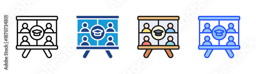 Virtual Class icon set multiple style collection