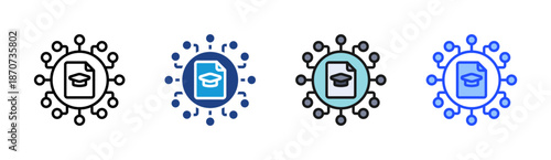 Digital Education icon set multiple style collection