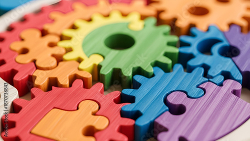 wooden toy gears and puzzles
