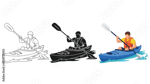 Judo throw technique illustration set line art, silhouette, and full color vector of two martial artists performing an ippon seoi nage or similar hip throw a