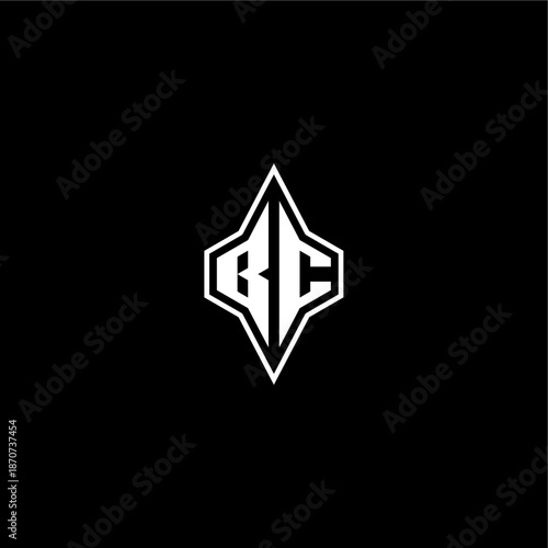 modern monogram gaming initial logo esport concept BC techno racing style design letter