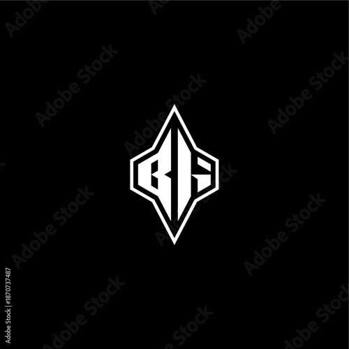 modern monogram gaming initial logo esport concept BI techno racing style design letter