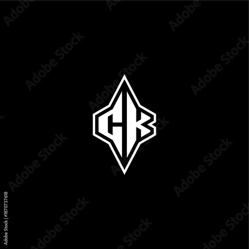modern monogram gaming initial logo esport concept CK techno racing style design letter