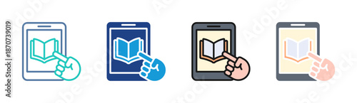 Interactive Learning icon set multiple style collection