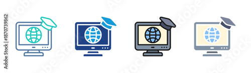 Global Learning icon set multiple style collection
