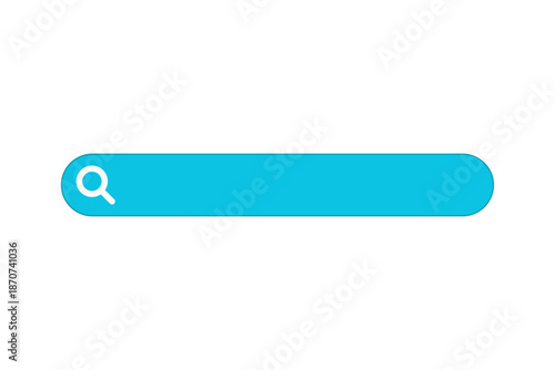 Barra de búsqueda de color cian con icono de lupa 