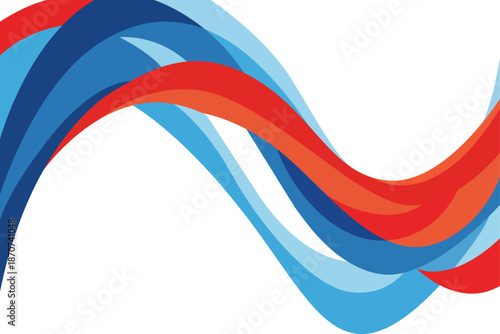 Composición de líneas onduladas en colores rojo y azul que se entrelazan 