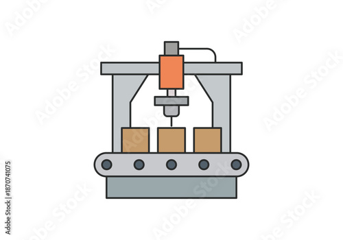 Línea de ensamblaje industrial automatizada con cinta transportadora y sistema de procesamiento 