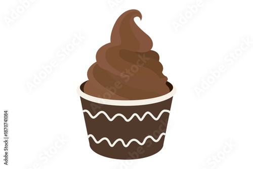 Helado de yogur con sabor a chocolate en tarrina marrón 