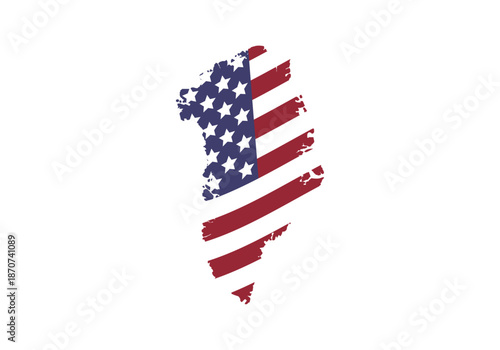 Mapa de la isla de groenlandia con la textura de la bandera de estados unidos de américa
