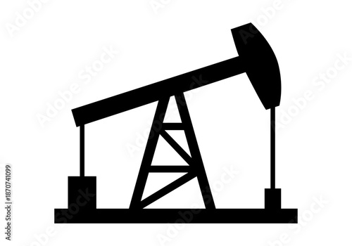 Silueta negra de una bomba de varilla para la extracción de petróleo aislada 