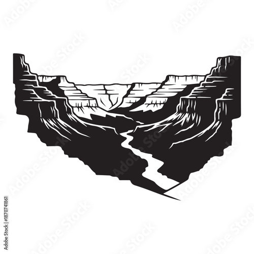 Black silhouette Grand Canyon National Park Desert Mesa Landscape vector
