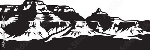 Black silhouette Grand Canyon National Park Desert Mesa Landscape vector