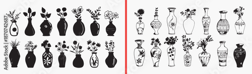 decorative vase illustration, pottery container drawing, ceramic vase artwork, home decor design, hand drawn pottery clipart, ornamental container illustration, stock vase artwork

