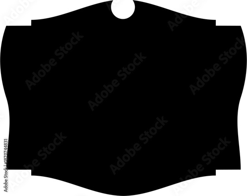 A dark gray shield shape with a hole at the top on a white background